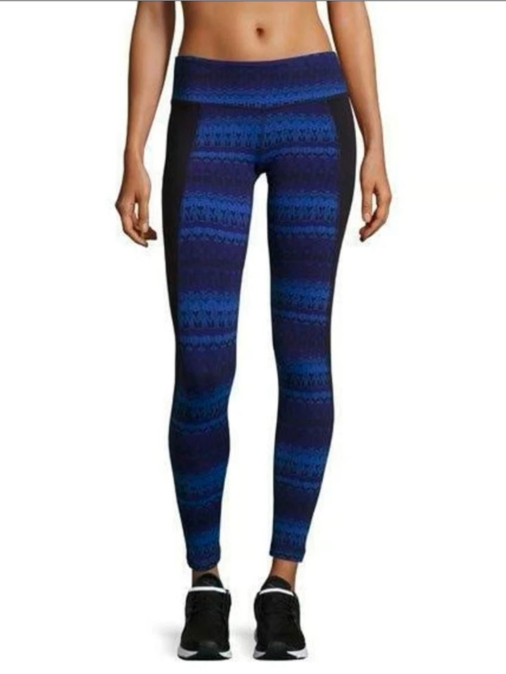 ALO Yoga Illusion 3 Tribal print leggings Arctic Royalty Blue Black Pant size XS